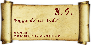 Mogyorósi Ivó névjegykártya